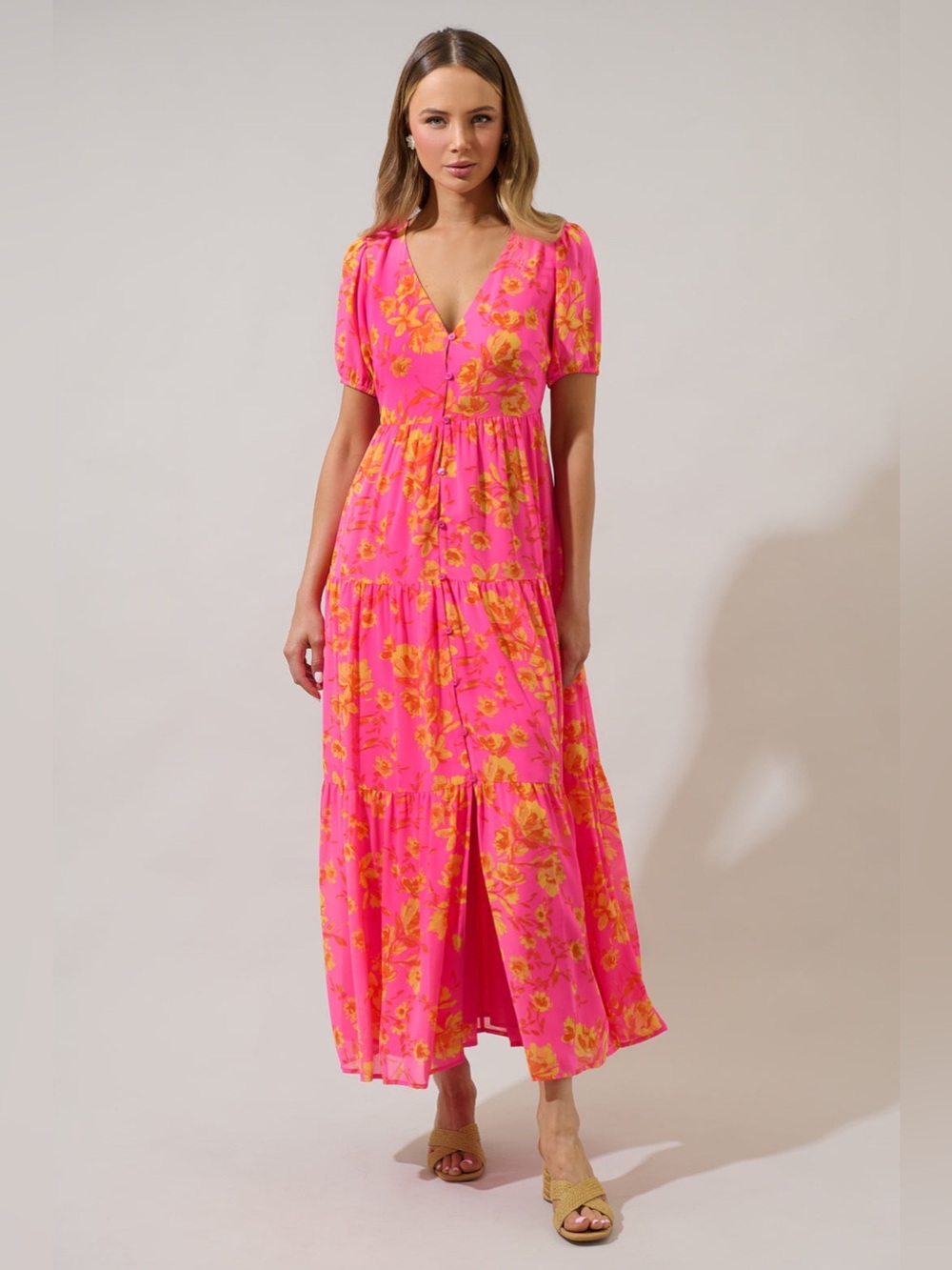 Sugarlips Tiered Maxi Dress Hot Rod Floral